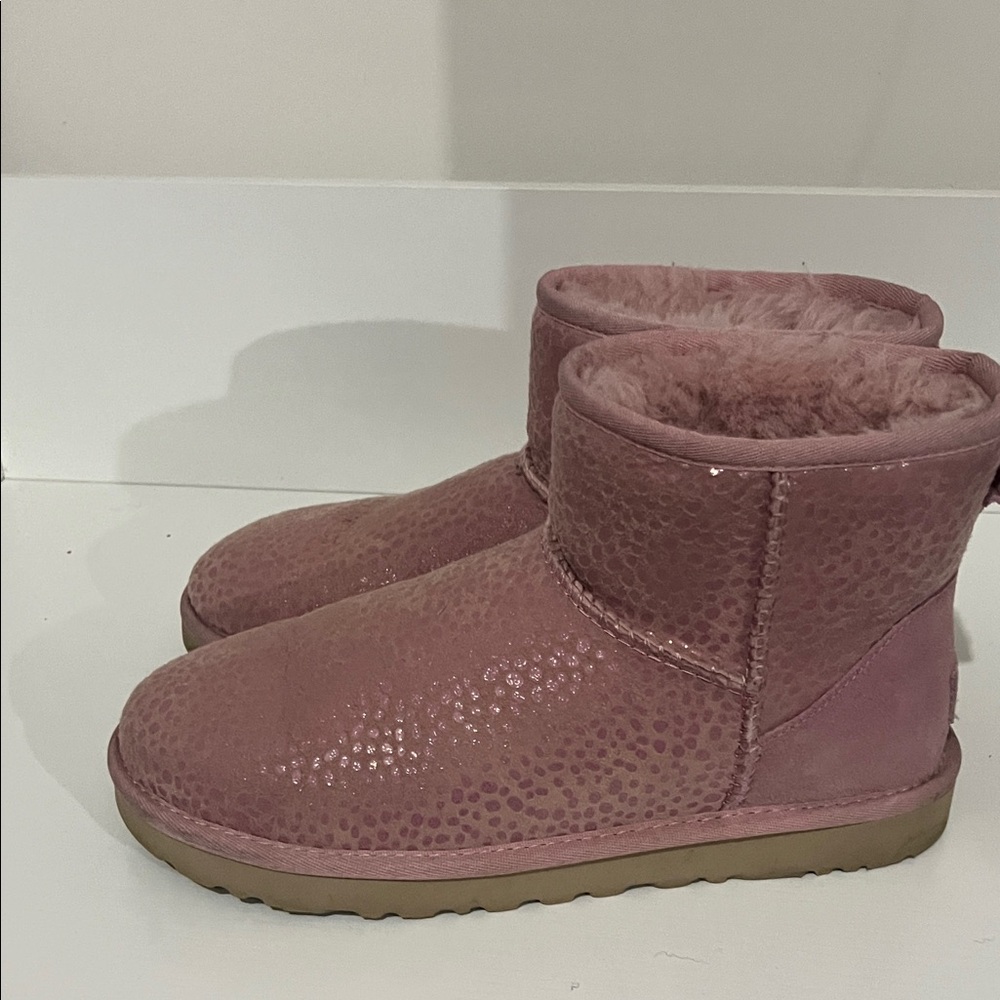 UGG Boots Pink Shearling Lined Mini Boots